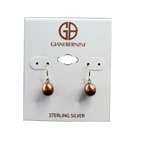 Minimalist Giani Bernini Chocolate + Grey Pearl Earrings Sterling Silver 2 pr. - Picture 2 of 7